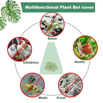 Fshow 40 Pack Garden Cloches for Plants, Reusable Bell Plant Cover, Plant Covers Protectors from Animals Snails/Birds/Chickens/Insect(Diameter:7.5" Height: 9") - color: dark green 40pcs