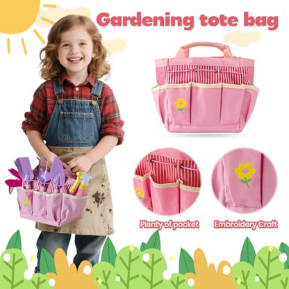 JOI MEW Gardening Tool Set for Kids with Metal Tools and Watering Can