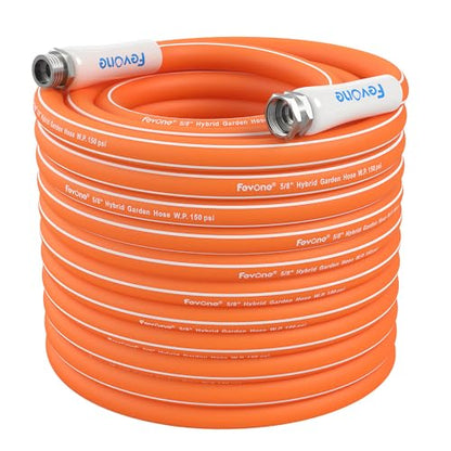 FEVONE Hybrid Polymer Garden Hose 100 ft, Heavy Duty Water Hose - color: Orange, size: 100FT