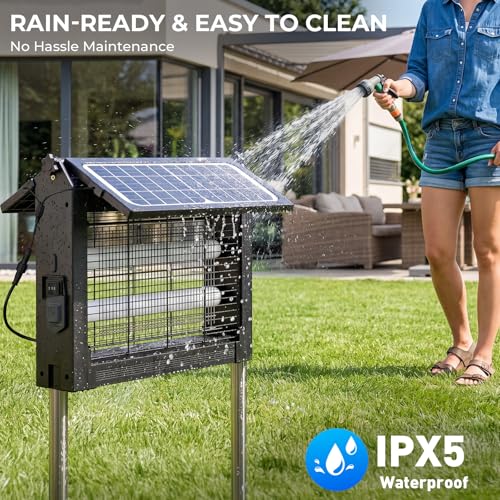 Solar Bug Zapper, 4500V Mosquito Zapper Waterproof for Patio - color: Black