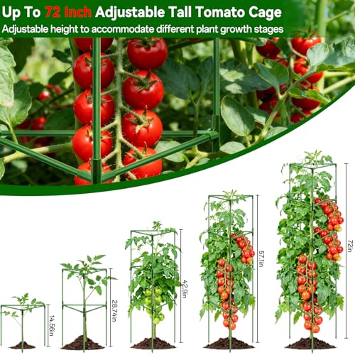 Halatool 6 Pack 72" Tall Tomato Cages for Garden, Large Tomato Trellis - color: 6pcs, size: 72in