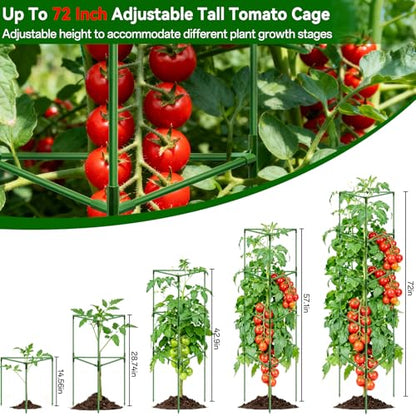 Halatool 6 Pack 72" Tall Tomato Cages for Garden, Large Tomato Trellis - color: 6pcs, size: 72in