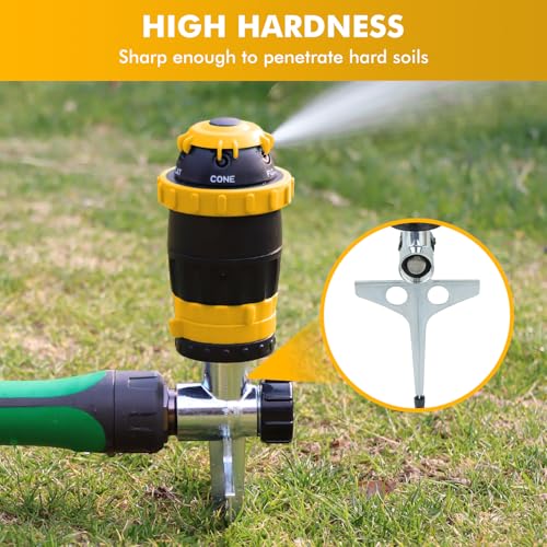 RESTMO Gear Drive Sprinkler with Metal T-Spike Base,Yellow - color: Yellow, size: 1 Pack