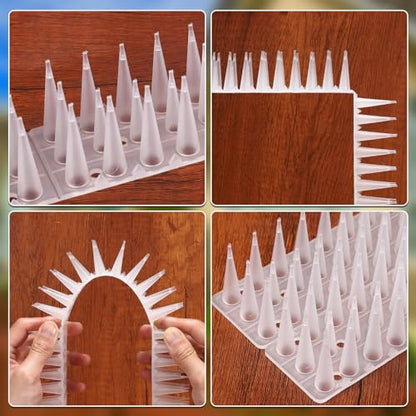 TOBWOLF Bird Spikes, 12 Pack Plastic Pigeon Deterrent Spikes, White