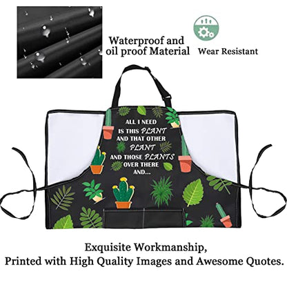 PXTIDY Plant Lover Gift Gardener Apron All Need Is This Plant Lady Gardening Apron Florist Kitchen Gift (Black)