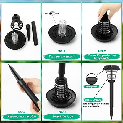 2 Pcs Solar Bug Zapper Outdoor Rechargeable Mosquito Fly Zapper Outdoor
