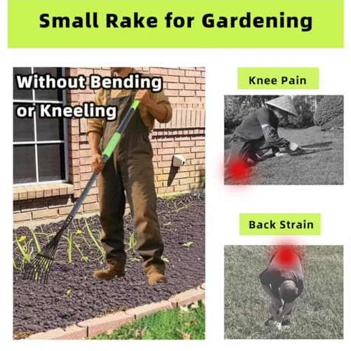 Garden Rake for Leaves, 48" Metal Leaf Rake with Soft Foam Grip