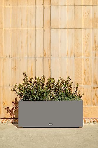Veradek Block Series Long Box Planter - Rectangular Outdoor Planter - color: Gray, size: Large