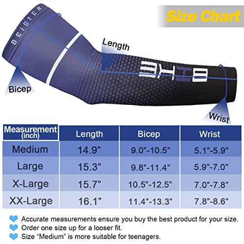 beister Arm Sleeves for Men & Women, UV Protection Cooling Cover and Cyling - color: Blue, size: XX-Large