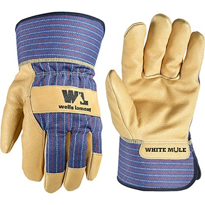 Wells Lamont Men's Cowhide Leather Palm Safety Cuff Work Gloves, Medium - size: Medium (Pack of 1)