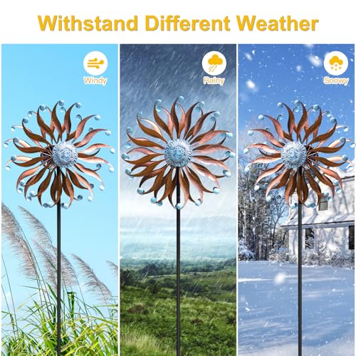 LimeHill Wind Spinners Outdoor - 84" H Large Metal Garden Decor