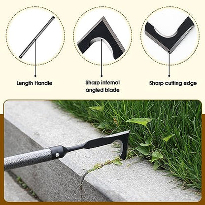 Crack Weeder Puller Tool Long Handle, Adjustable Crevice Weeding Remover Tool 29", Manual Sidewalk Crack Weeder Stand up Grass Weed Puller Cutter Tool for Yard Driveway
