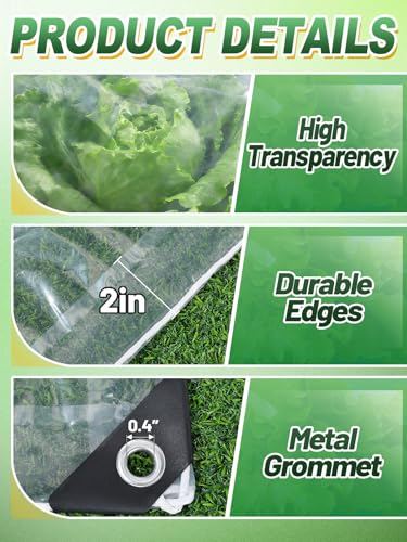 8x12ft Anti-Tear Clear Tarp Waterproof for Greenhouse, 5 mil - size: 8 x 12ft