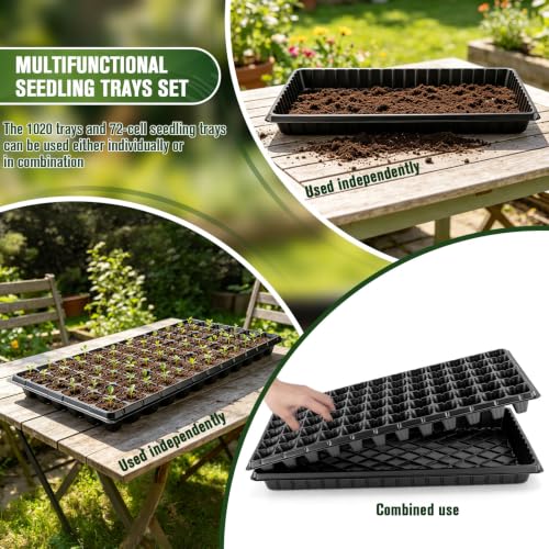 20 Pack Seed Starter Trays Heavy Duty Plastic Seedling Trays kit