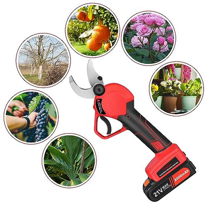 Electric Pruning Shears，Professional Cordless Tree Branch Pruner with 2PCS Lithium Battery and Matching Tools，30mm (1.2″) Cutting Diameter