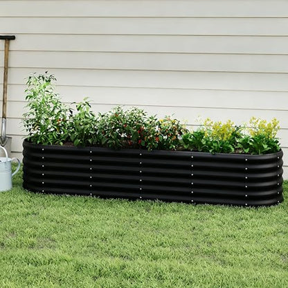 Besebay Galvanized Raised Garden Bed, Outdoor Planter Bed, - color: Black, size: 8x2x1.5ft