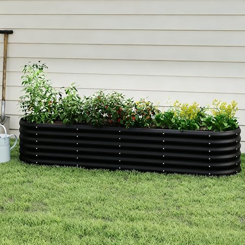 Besebay Galvanized Raised Garden Bed, Outdoor Planter Bed, - color: Black, size: 8x2x1.5ft