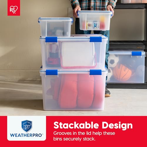 IRIS USA 3-Pack 16 Qt Storage Bins with Gasket Lids, Clear/Blue - size: 16 Qt. - 3 Pack