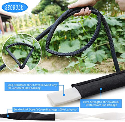 Secbulk 2026 Flat Soaker Hose 100 ft with Stakes for Garden, 50ft x 2 Linkable Drip Hose Diy Garden Irrigation System Saving 80% Water, Dual-layer Leak-free Design Water Hose with Holes - size: 100ft