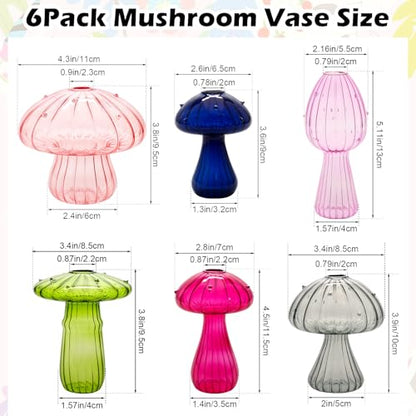 6Pcs Mushroom Vase, Coldairsoap Glass Mushroom Propagation Vases for Plants