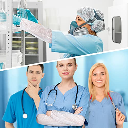 Yinder 200 Pcs Plastic Disposable Sleeves Arm Protectors Bulk - color: Milky White