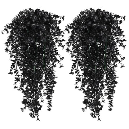 RECUTMS Black Hanging Flowers for Outdoor 4Pcs Faux Fall Daisy Plant - color: Black
