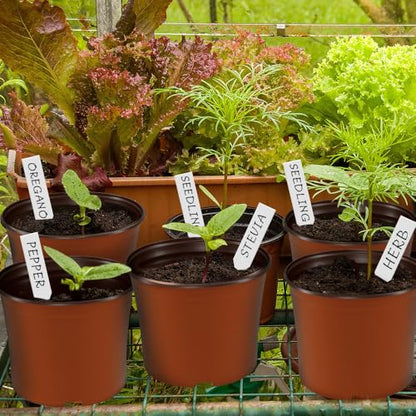 100 Pcs Plant Nursery Pots, 6 Inch Large Plant Seedling Pots with Labels Plastic Plant Flower Pots with Drainage Holes Indoor Outdoor for Succulent Cutting Transplanting - size: 6"