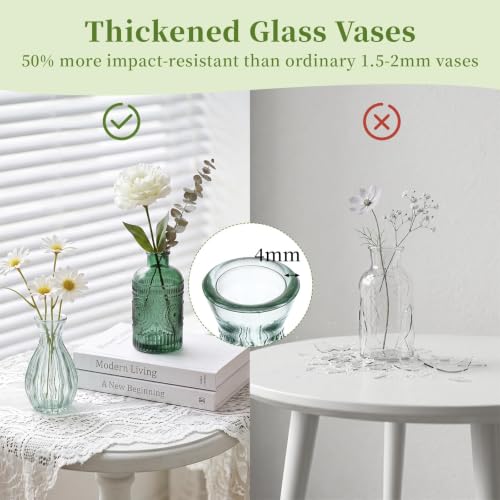 Glasseam Glass Bud Vases for Centerpieces, 10Pcs Green Small Flower Vase Set - color: Sage Green