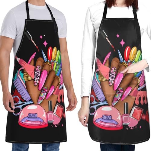 Art Apron with Pocket for Women Men - color: Colorful Nail Tech
