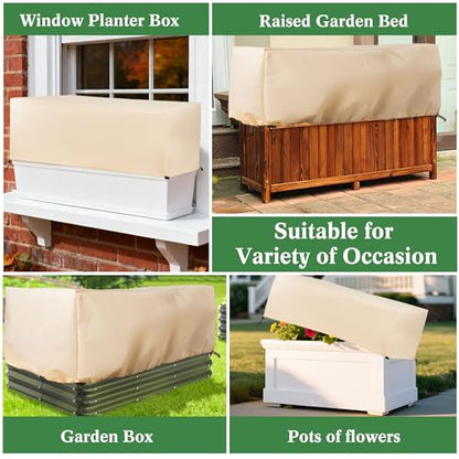 Plant Freeze Protection Cover 2 Pack with Elastic Drawstring, 3.54 oz/yd² Winter Frost Blanket Cloth Planter Box Covers for Raised Garden Bed Outdoor Flowers Potted, 43.3 x 15.7 x 17.7INCH - size: 43.3 x 15.7 x 17.7 INCH