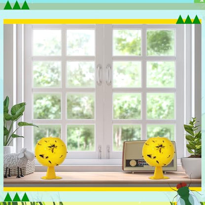 Qualirey 10 Set Fruit Fly Sticky Trap Balls Fungus Gnat Killer, Yellow - color: Yellow