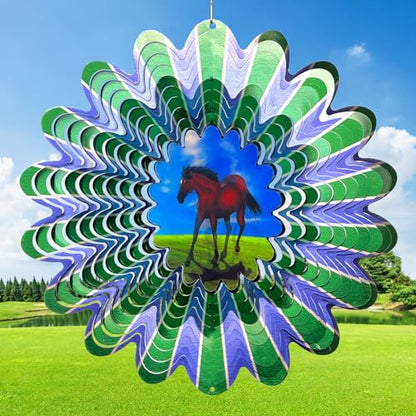 Animated Horse Wind Spinner- 3D Hanging Wind Sculptures & Catcher - color: Animated Horse