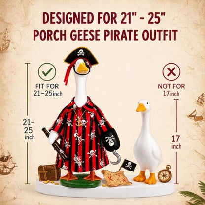 Halloween Porch Goose Outfit, Pirate Costume for 23-Inch Lawn Statue - color: Pirate