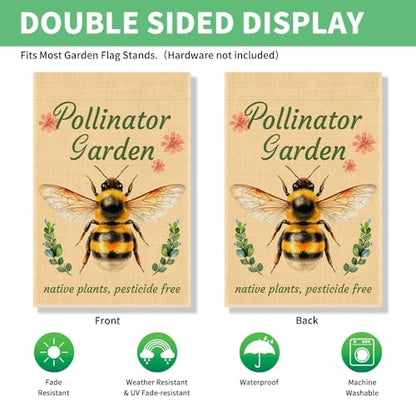 Perfectinsoy Pollinator Garden with Native Plants Pesticide Free Yard Flag - color: Beige69