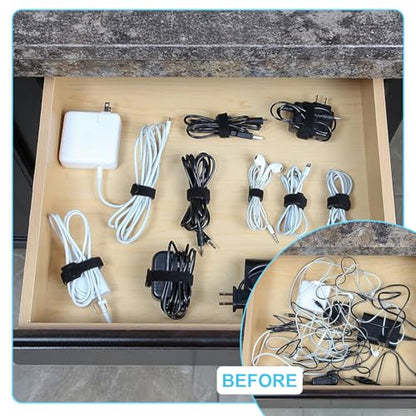 100 Pack Reusable Hook‑Loop Cable Ties, Adjustable Cord Wire Organizer