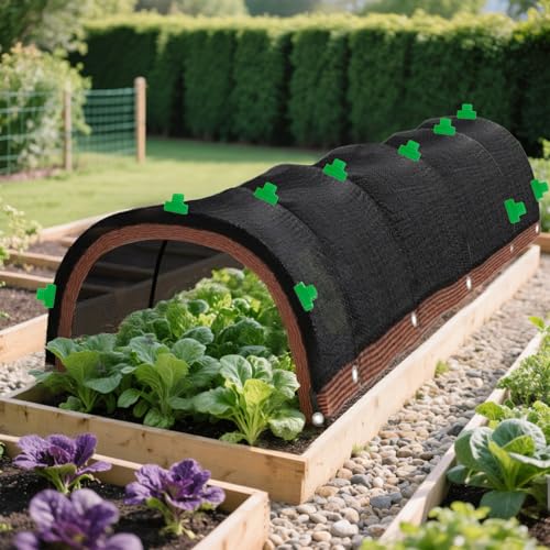 2026 Upgraded Garden Shade Cloth Kit 6.5x16.5FT Garden Shade Cloth for Plants Heat Protection with 6 Sets Garden Hoops for Raised Beds 75% Sunblock Shade Cloth Row Cover for Outdoor Plant Vegetables - size: 6.6FT x 16.5FT