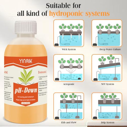 General Hydroponics pH Down Liquid, pH Control Liquid Decreases pH Levels - color: Orange pH Down
