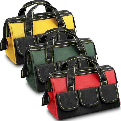 Sanwuta 3 Pack 16 Inch Tool Bags, Classic, Red, Army Green, Yellow - color: Red, Army Green, Yellow, size: 16 Inch, style: Classic