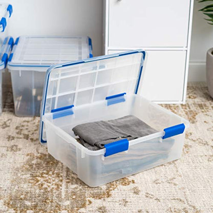 IRIS USA 4-Pack 26.5/44 Combo Qt Storage Bins with Gasket Lids, Clear/Blue - size: 27 & 44 Qt. Combo