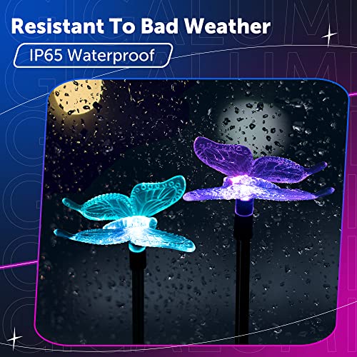 GIGALUMI Solar Garden Lights Outdoor Waterproof Butterfly Path Lights 3 Pc - size: 3Pack