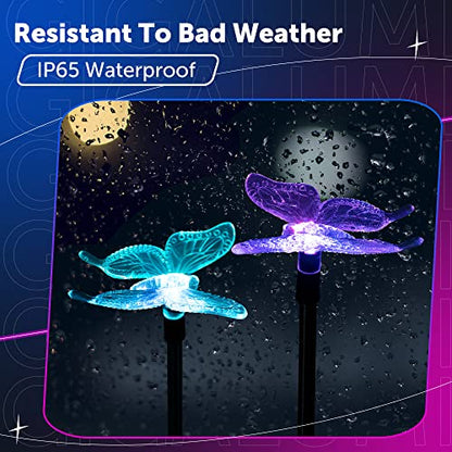 GIGALUMI Solar Garden Lights Outdoor Waterproof Butterfly Path Lights 3 Pc - size: 3Pack