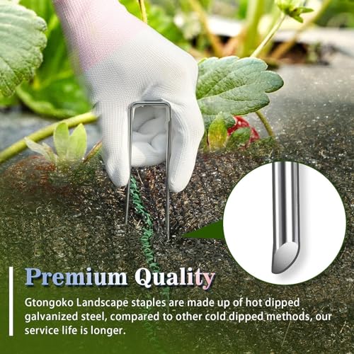 Gtongoko 120 Pack Landscape Staples 6 Inch, Galvanized Garden Stakes - size: 6 Inch