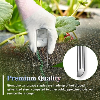 Gtongoko 120 Pack Landscape Staples 6 Inch, Galvanized Garden Stakes - size: 6 Inch