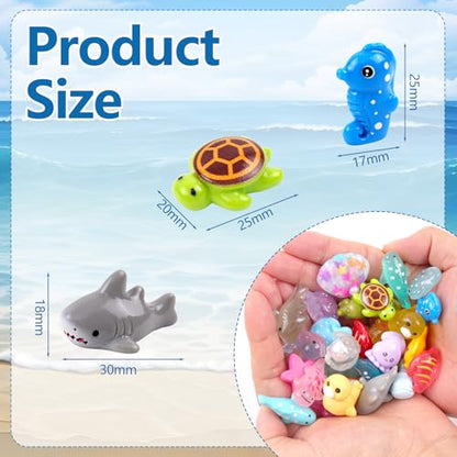 30PCS Ocean Resin Animals Variety Pack, Tiny Sea Animal Figurines - color: Fixed Marine Life
