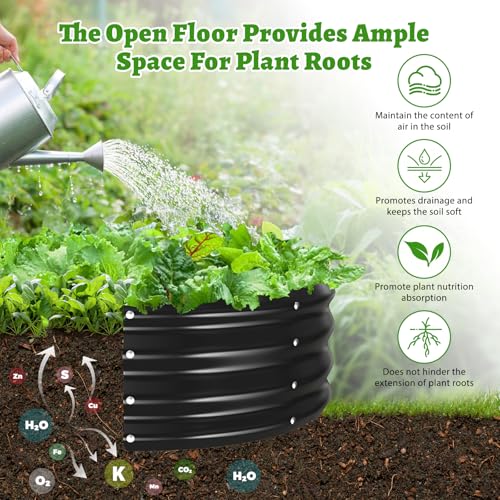 TBMLC Oval Black Galvanized Planter Box, Metal Raised Garden Bed 5X2.7X1 FT - color: Black, size: 5X2.7X1 FT