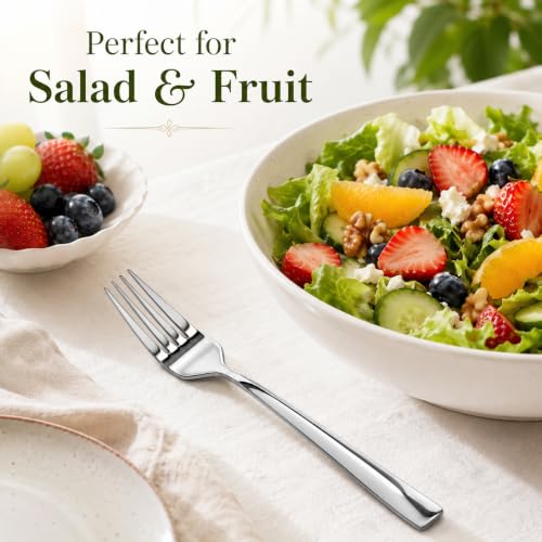 SANTUO 8-Piece Salad Fork Set, Stainless Steel Small Forks, Mirror Polished Dishwasher Safe Dessert Forks for Salad, Fruit, Cake, Snacks and Appetizers - size: 6.5 Inches Dinner Fork 8pcs