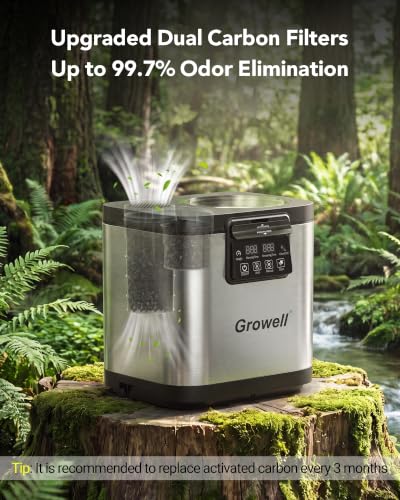 Growell 4L Electric Composter for Kitchen, Countertop, Indoor Compost Bin - color: Silver – Black Lid
