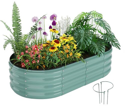 ZFHgarden Metal Planter Garden Flower Bed Raised Beds for Gardening Galvanized 4x2x1ft Galvanized Garden Bed - color: Green, size: 4x2x1FT（1pcs）