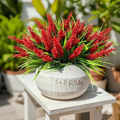 Geegoods 48 Bundles Red Artificial Plants Flowers Outdoor, UV Resistant - color: Red, size: 48PCS