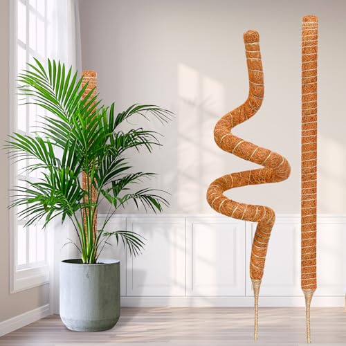 2 Pack 48'' Moss Pole for Monstera, Bendable Coco Coir Plant Support Stakes - size: 2 Pack ( 48-Inch)
